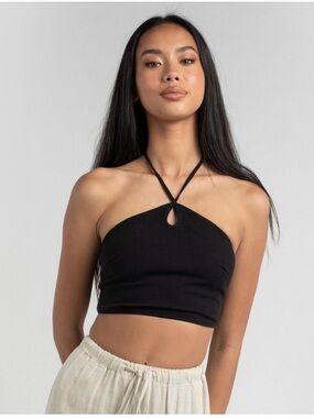 Zara Black Halter Keyhole Crop Top